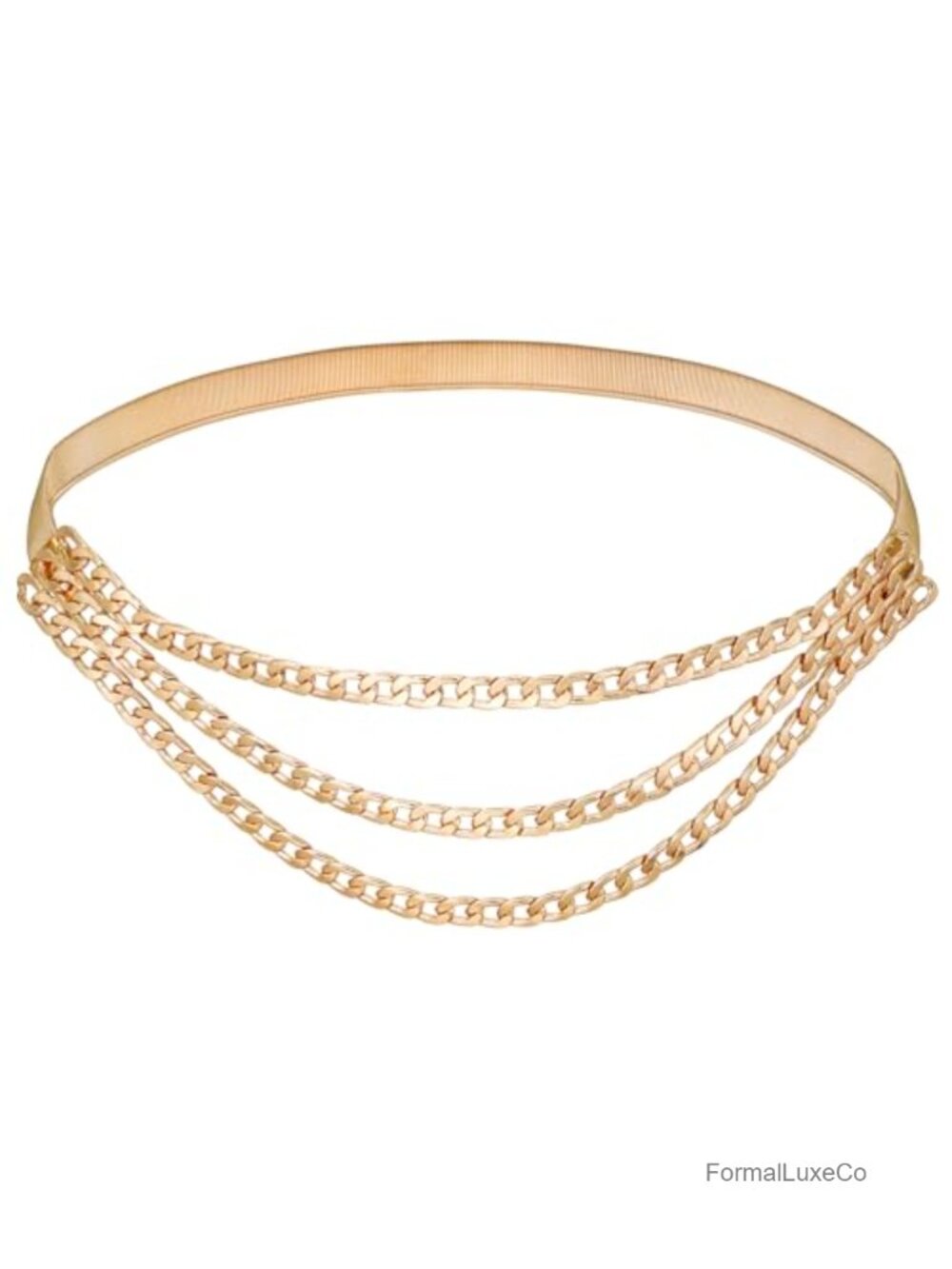 Women's Multilayer Stretch Chain Belt for Dresses, Waist Chain
